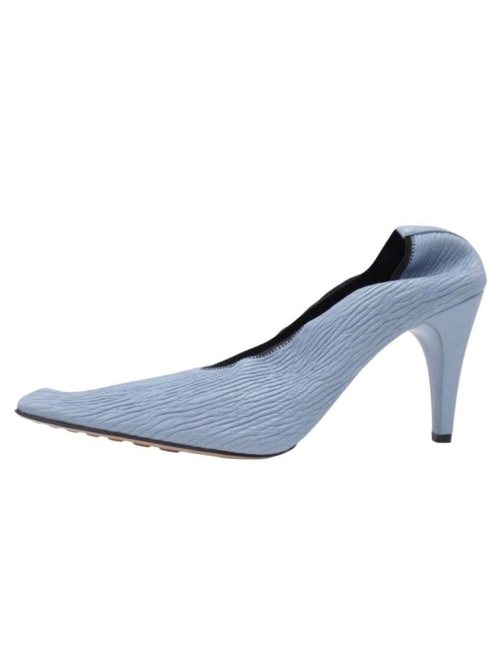 Bottega Veneta Crunch Calfskin Pumps Square Toe Light Blue